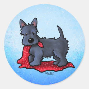 KiniArt Scottie Puppy Classic Round Sticker