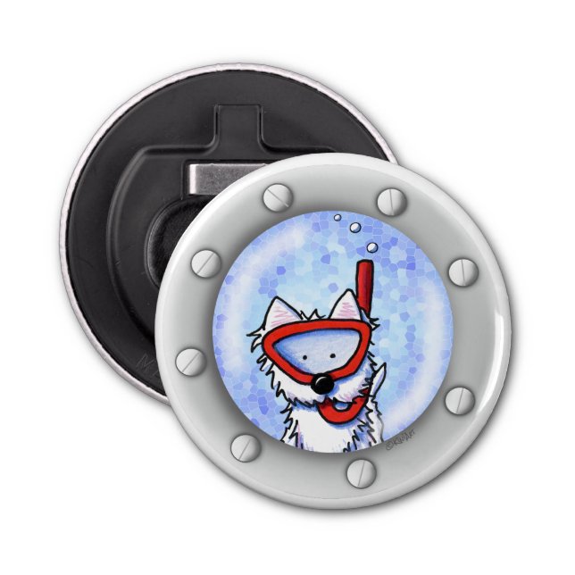 KiniArt Snorkel Westie Porthole Bottle Opener (Front)