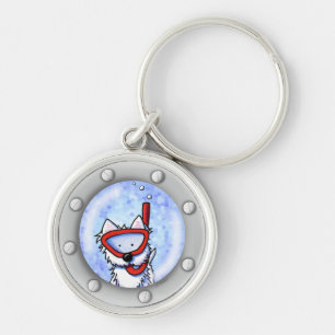 KiniArt Snorkel Westie Porthole Key Ring