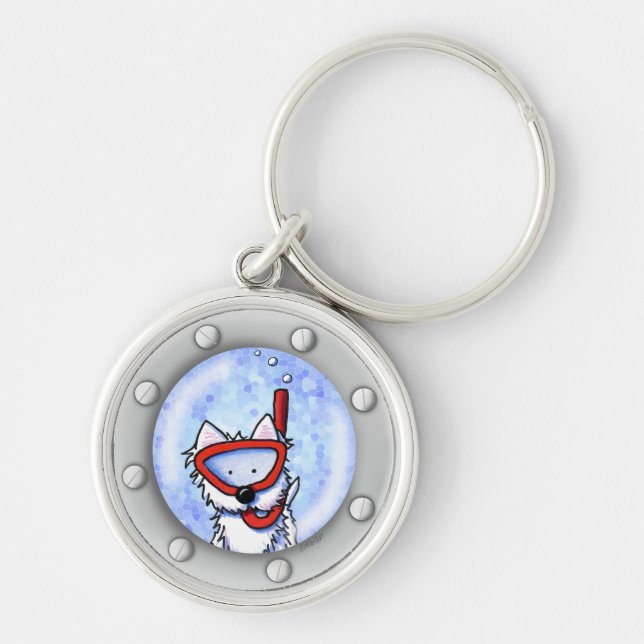 KiniArt Snorkel Westie Porthole Key Ring (Front)
