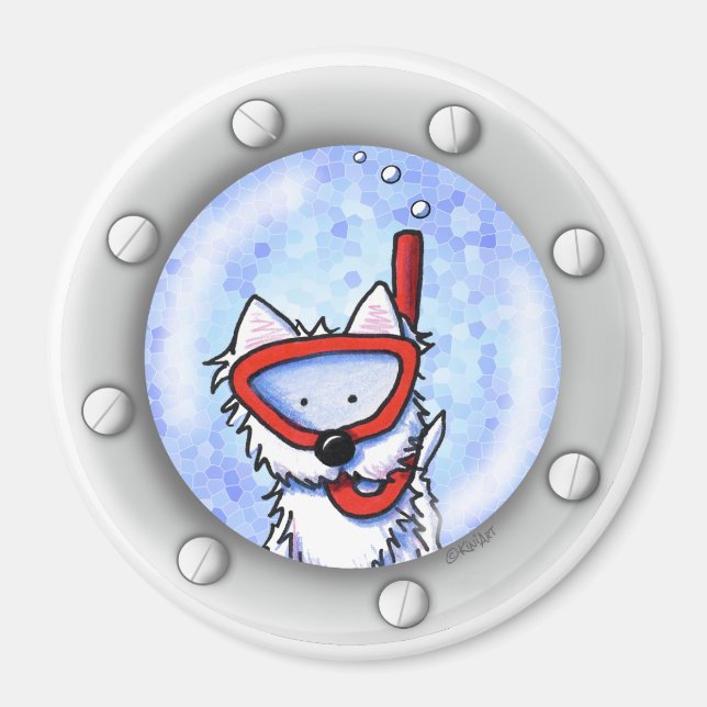 KiniArt Snorkel Westie Porthole Magnet (Front)
