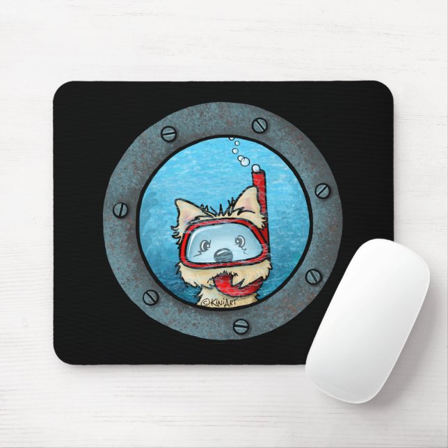 KiniArt Snorkelling Cairn Terrier Mouse Mat (With Mouse)