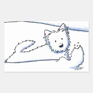 KiniArt Snow Plough Westie Rectangular Sticker
