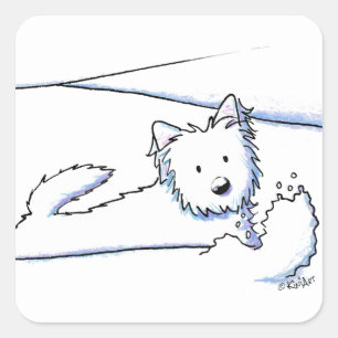 KiniArt Snow Plough Westie Square Sticker