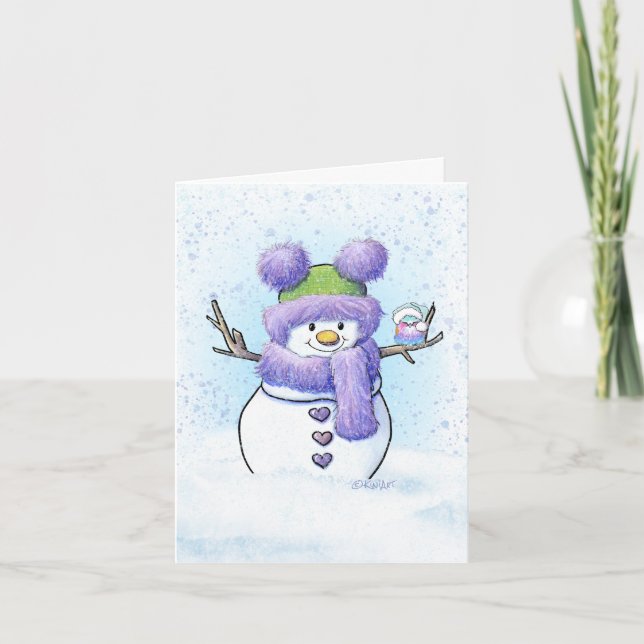 KiniArt Snowman & Bird Card (Front)