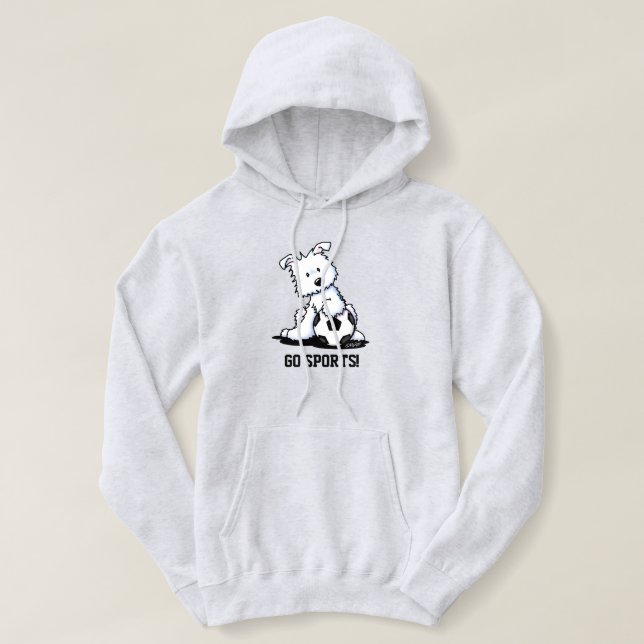 KiniArt Soccer Westie Puppy Hoodie (Design Front)