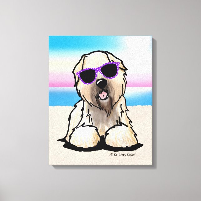 KiniArt Soft Coated Wheaten Terrier Dog Beach Canvas Print (Front)