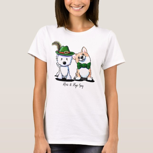 KiniArt St. Paddy's Westie and Corgi T-Shirt (Front)