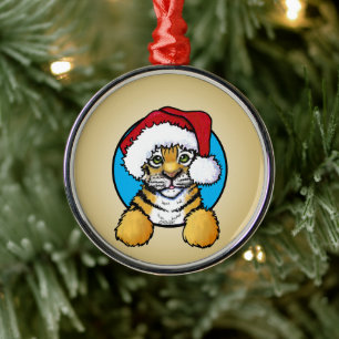 KiniArt Tiger Cub Metal Tree Decoration