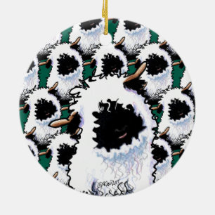 KiniArt Valais Blacknose Sheep Ceramic Tree Decoration