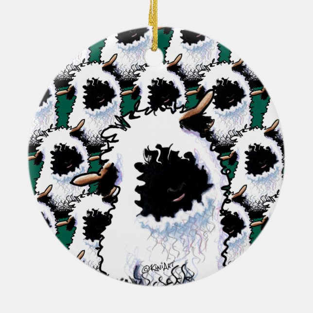 KiniArt Valais Blacknose Sheep Ceramic Tree Decoration (Back)