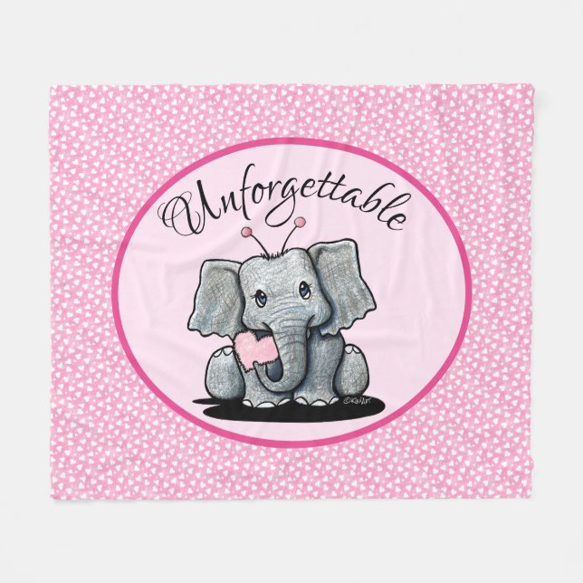 KiniArt Valentine Elephant Fleece Blanket (Front (Horizontal))