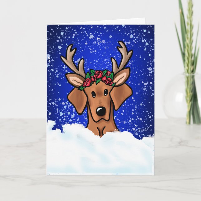 KiniArt Vizsla Hound Holiday Card (Front)
