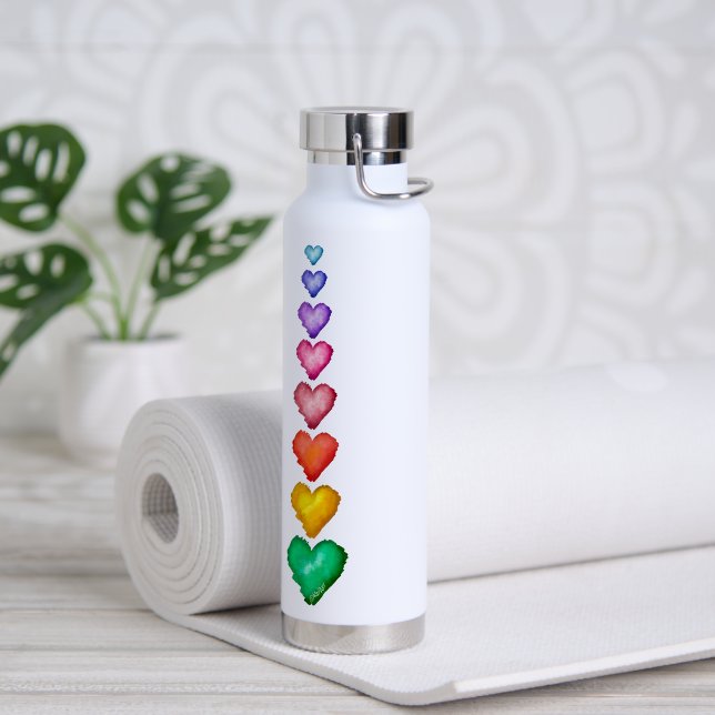 KiniArt Watercolored Hearts Water Bottle (Yoga)