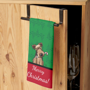 KiniArt Welsh Terrier Christmas Tea Towel
