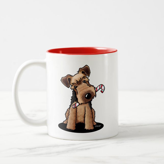 KiniArt Welsh Terrier Christmas  Two-Tone Coffee Mug (Left)