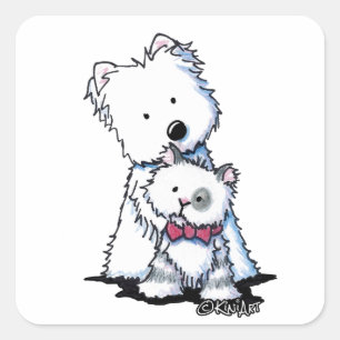 KiniArt Westie and Tilly Cat Square Sticker
