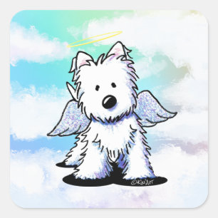 KiniArt Westie Angel Rainbow Square Sticker