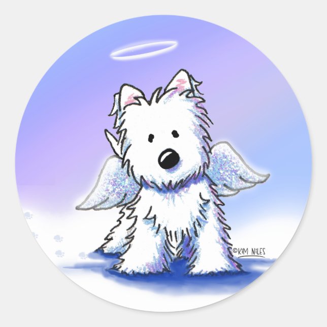 KiniArt Westie Angel Stickers (Front)