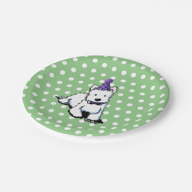 KiniArt Westie Birthday Paper Plate (Angled)