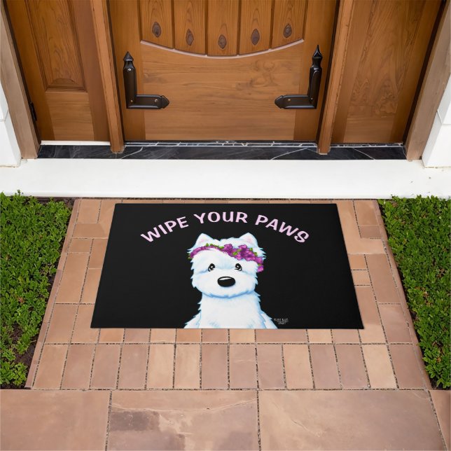 KiniArt Westie Blossom  Doormat (Outdoor)