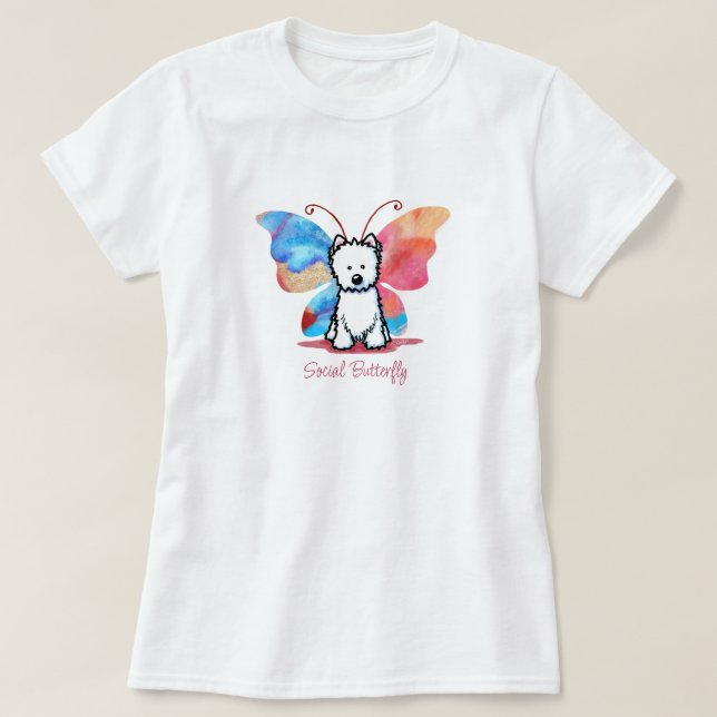 KiniArt Westie Butterfly T-Shirt (Design Front)