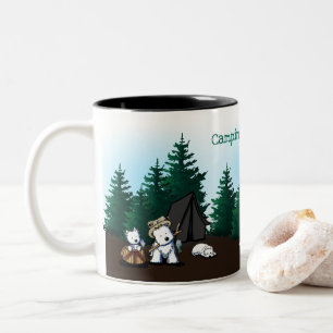KiniArt Westie Camping Two-Tone Coffee Mug