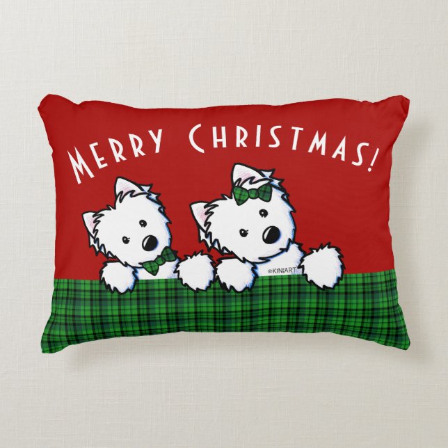 KiniArt Westie Christmas Decorative Cushion (Front)