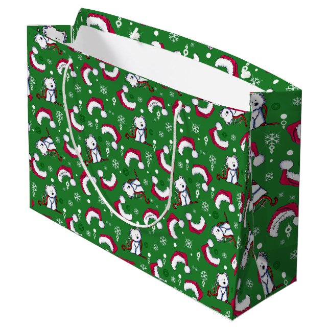 KiniArt Westie Christmas Gift Bag (Back Angled)