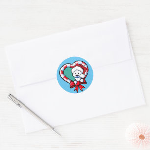 KiniArt Westie Christmas Love Classic Round Sticker