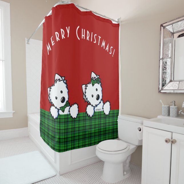 KiniArt Westie Christmas Shower Curtain (In Situ)