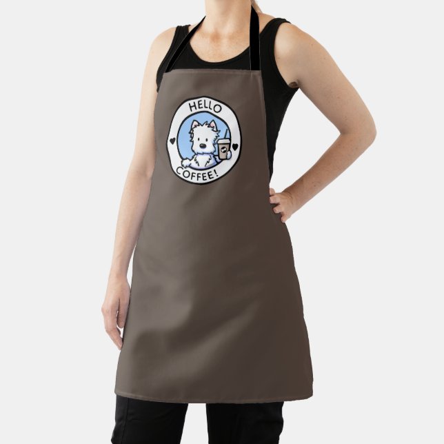 KiniArt Westie Coffee Love All-Over Print Apron (Insitu)