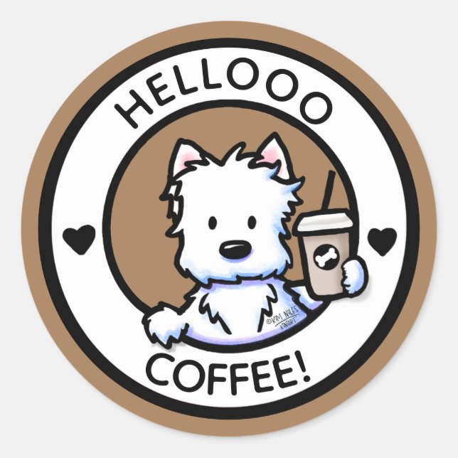 KiniArt Westie Coffee Stickers (Front)