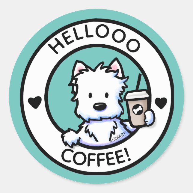 KiniArt Westie Coffee Stickers (Front)