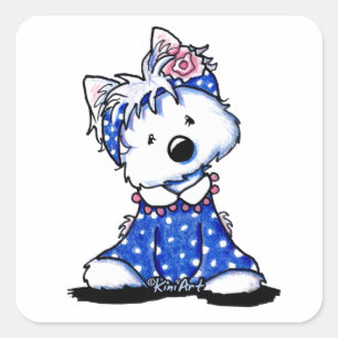 KiniArt Westie Darling In Dots Square Sticker