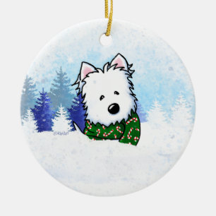 KiniArt Westie Dog Christmas Ceramic Tree Decoration