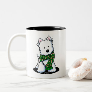KiniArt Westie Dog Christmas Two-Tone Coffee Mug