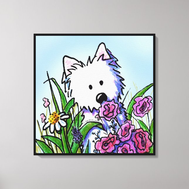 KiniArt Westie Dog Garden Helper Canvas Print (Front)