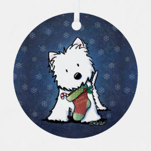 KiniArt Westie Festive Christmas Metal Ornament