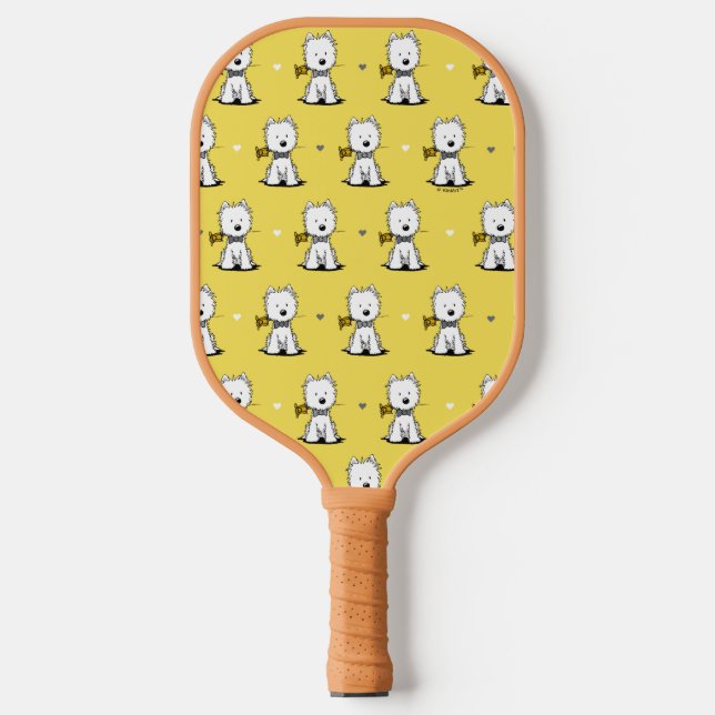 KiniArt Westie Gent on Yellow Pickleball Paddle (Front)
