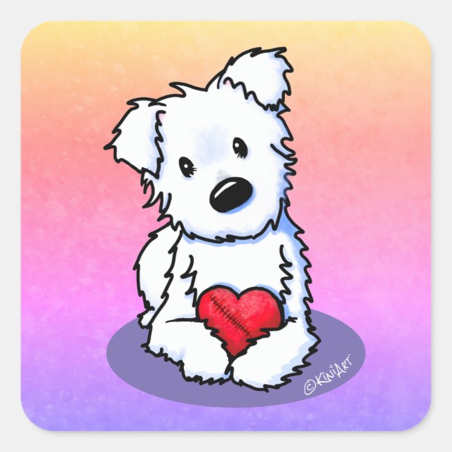 KiniArt Westie Heart Square Sticker (Front)