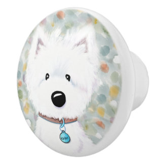 KiniArt Westie Impressions Ceramic Knob