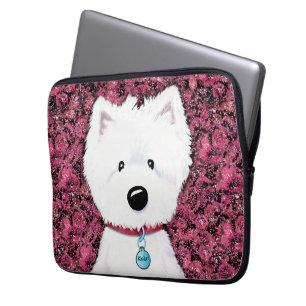 KiniArt Westie Impressions Floral Laptop Sleeve