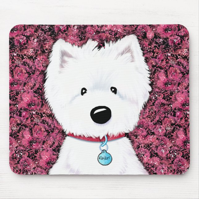 KiniArt Westie Impressions Floral Mouse Mat (Front)