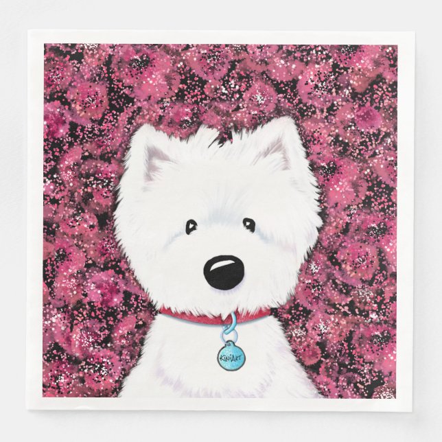 KiniArt Westie Impressions Floral Napkin (Front)