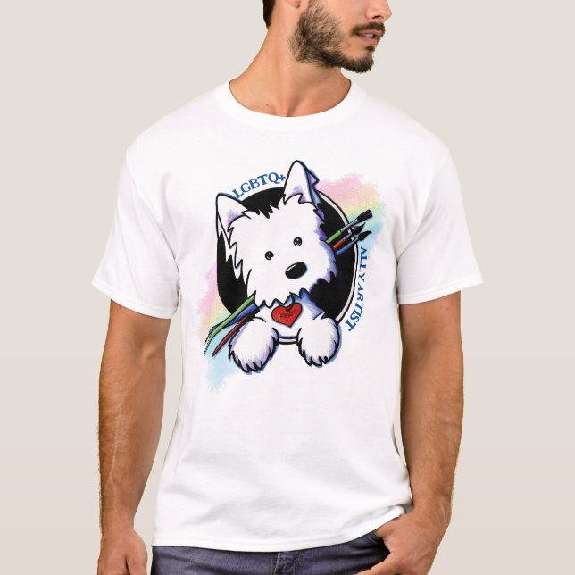 KiniArt Westie LGBTQ+ Ally Artist T-Shirt (Front)