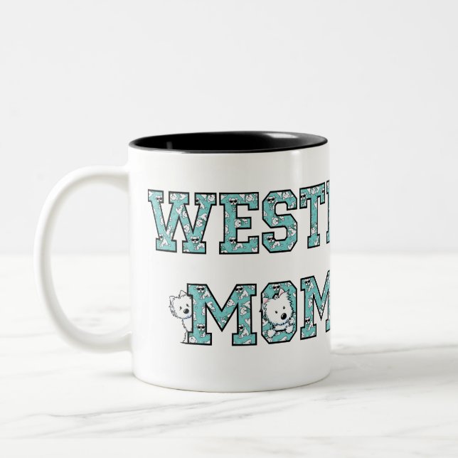 KiniArt Westie Mum  Two-Tone Coffee Mug (Left)