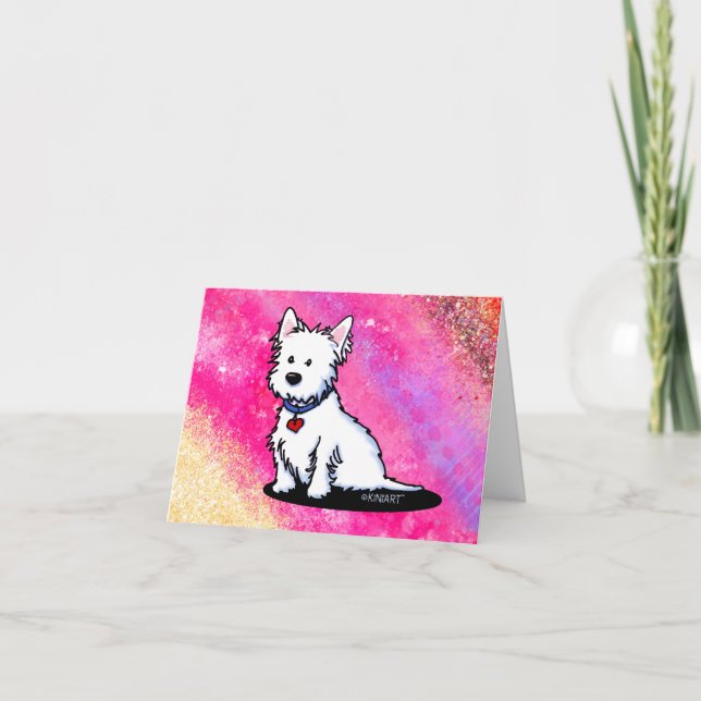 KiniArt Westie Pink Note card (Front)