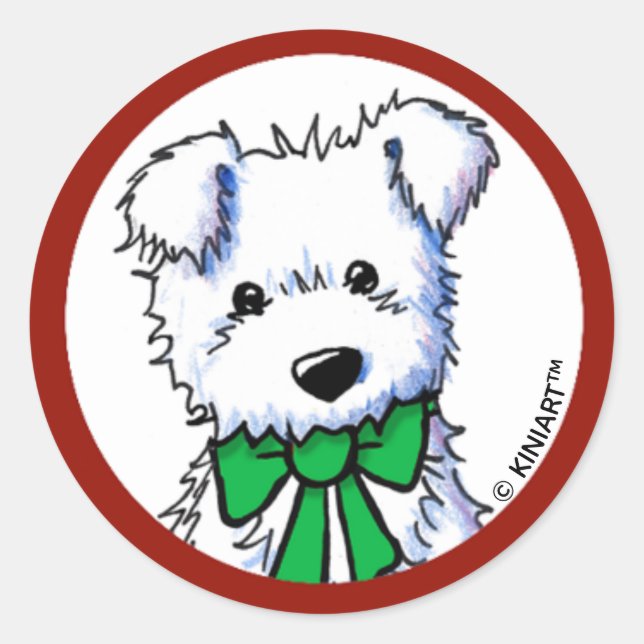 KiniArt Westie Puppy Classic Round Sticker (Front)