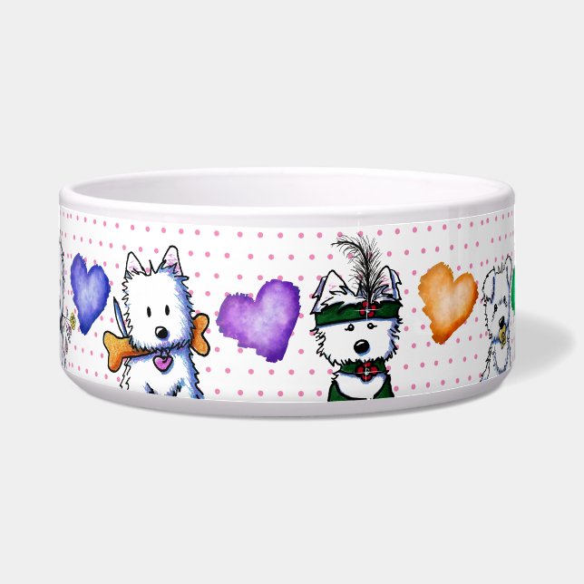 KiniArt Westie Puppy Love Pet Bowl (Front)